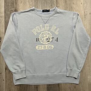 Polo Ralph Lauren Single V Baby Blue Sweatshirt P-Wing Logo B-27 Crewneck Fleece